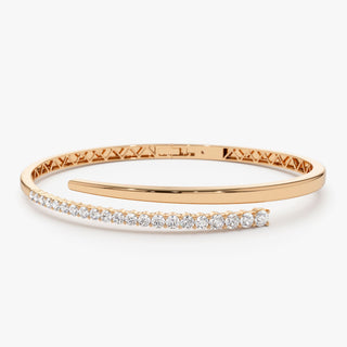 Round Cut Diamond Bracelet Bangle in 14K Gold