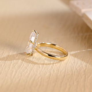 Bague de fiançailles avec halo caché de diamants en moissanite taille poire 2,0 CT-3,0 CT