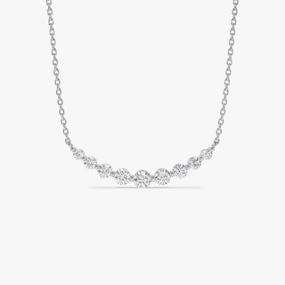 Collier et bague en or 14 carats avec diamants incurvés à coupe ronde pour femme