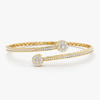 Brazalete abierto con diamantes de talla redonda para ella