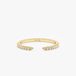 0.18CT Round Open Moissanite Diamond Wedding Band In 18K Yellow Gold