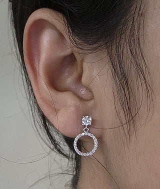 Boucles d'oreilles à cercle ouvert avec diamants taille ronde en or massif 14 carats