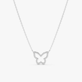 Collier papillon en or massif avec diamants taille ronde pour cadeau d'anniversaire