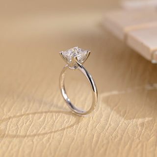 Anillo de compromiso con diamante solitario de moissanita de talla princesa de 1,0 CT a 2,0 CT