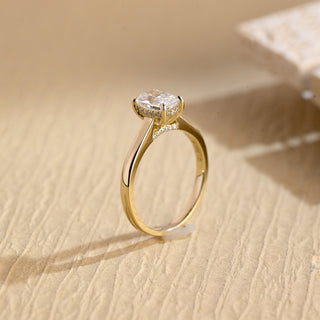 Bague de fiançailles avec halo caché en diamant Moissanite taille coussin allongé de 1,0 à 3,0 ct