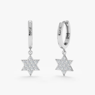 Boucles d'oreilles créoles en forme d'étoile ronde avec diamants en moissanite de 0,32 ct 