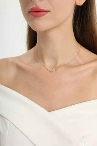 Round Cut Moissanite Diamond Necklace in Solid Gold