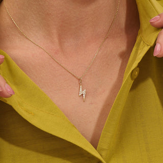 Round Cut Lab Grown Lightning Bolt Diamond Pendant Necklace For Her