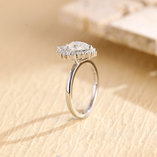 Bague de fiançailles avec grappe de diamants en moissanite taille poire de 1,0 à 2,0 ct