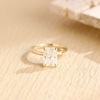 Anillo de compromiso con diamantes de moissanita con halo oculto y corte radiante de 2,0 CT a 4,0 CT 