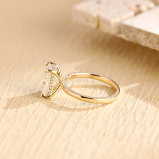 Anillo de compromiso con diamantes de moissanita con halo oculto y corte radiante de 2,0 CT a 4,0 CT 