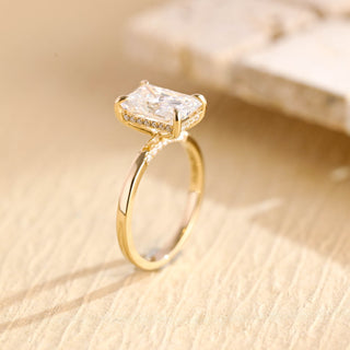 Bague de fiançailles avec diamant Moissanite taille radiant 2,0 CT-4,0 CT avec halo caché 