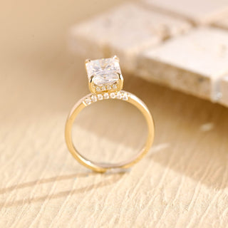 Bague de fiançailles avec diamant Moissanite taille radiant 2,0 CT-4,0 CT avec halo caché 