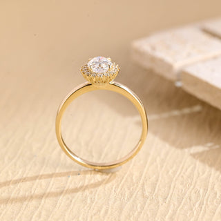 Bague de fiançailles avec halo floral en moissanite à taille ovale de 1,50 ct à 2,50 ct