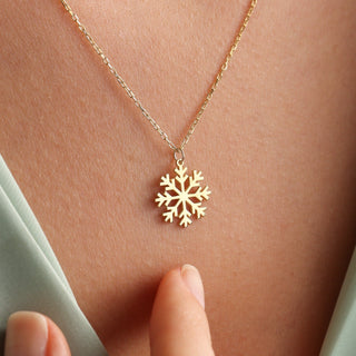 Pendentif flocon de neige en or massif 14 carats pour cadeau de Noël 