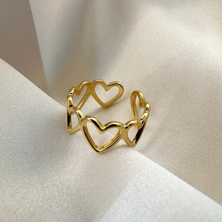 Bague fine ajustable en forme de cœur en or pour cadeau de Saint-Valentin