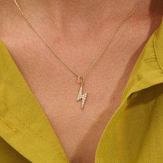 Round Cut Lab Grown Lightning Bolt Diamond Pendant Necklace For Her