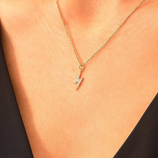 Round Cut Lab Grown Lightning Bolt Diamond Pendant Necklace For Her