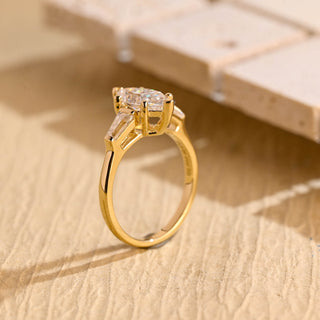 Bague de fiançailles à trois pierres avec diamants en moissanite taille marquise de 1,0 à 2,0 ct