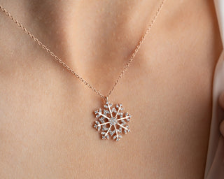 0.45 TCW Round Cut Snowflake Moissanite Diamond Necklace