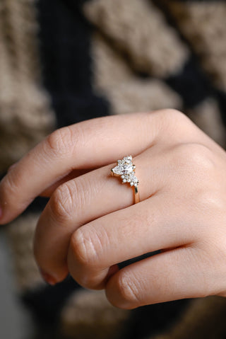 Bague de fiançailles avec grappe de diamants en moissanite taille marquise de 1,0 à 2,0 ct