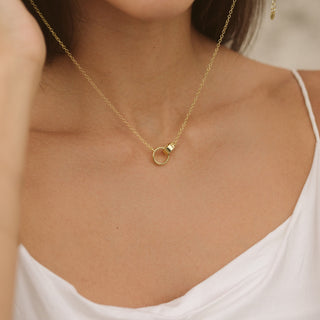 Collar circular en capas relleno de oro de 14 quilates, regalo para mujer 