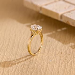 Bague de fiançailles avec diamant à tige fendue et moissanite taille ovale de 1,50 ct à 2,50 ct