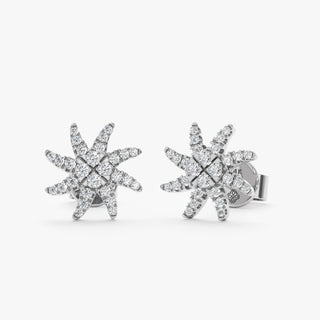 Round Cut Diamond Starburst Studs Earrings for Halloween Gift