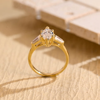 Bague de fiançailles à trois pierres avec diamants en moissanite taille marquise de 1,0 à 2,0 ct