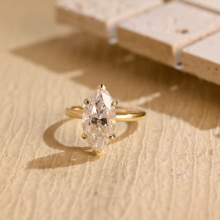 Bague de fiançailles avec halo caché de diamants en moissanite taille marquise de 2,50 à 3,50 ct