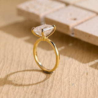 Bague de fiançailles avec diamant solitaire en moissanite taille émeraude de 2,0 à 3,0 ct