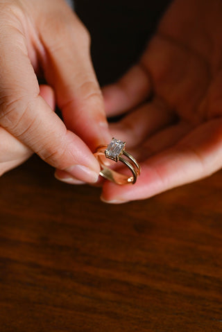 Bague de fiançailles à double pavé de diamants en moissanite taille émeraude de 1,50 ct à 2,50 ct