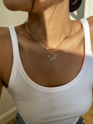 Collar de mariposa dorada para mujer 