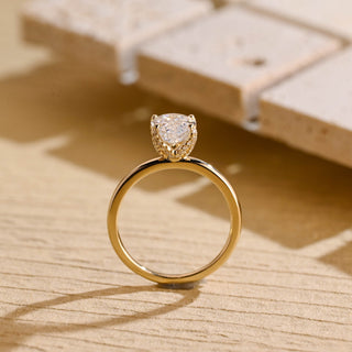 Bague de fiançailles en diamants taille poire avec moissanite et tulipe de 2,0 à 3,0 ct