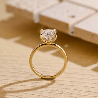 Bague de fiançailles avec halo caché de diamants en moissanite taille princesse de 2,0 à 3,0 ct