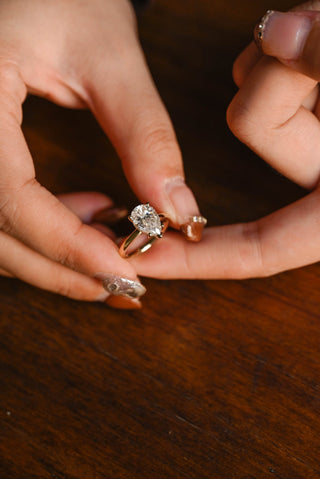 Bague de fiançailles avec diamant solitaire en moissanite taille poire de 1,50 à 2,50 ct