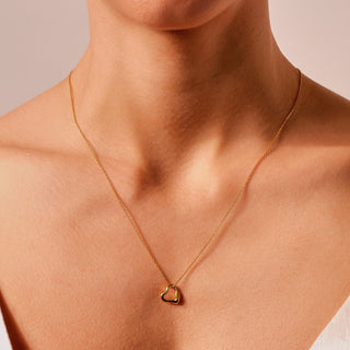 Collier coeur ouvert en or massif 14 carats pour cadeau de Saint Valentin