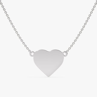 14K Solid Gold Plain Heart Shape Necklace for Her