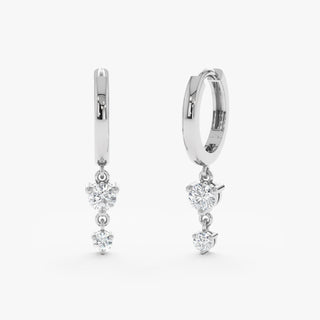 Boucles d'oreilles créoles à diamants et moissanite rondes de 0,32 ct