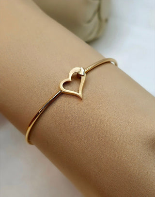 Brazalete tipo brazalete de oro macizo de 14 quilates para regalo de cumpleaños para ella