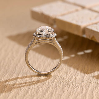 Bague de fiançailles avec halo de diamants en moissanite taille cœur 2,0 CT-3,0 CT