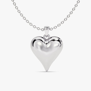 Collier en or massif 14 carats avec cœur gonflé pour cadeau de Saint-Valentin