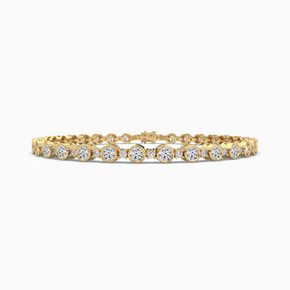 Bracelet de tennis en diamants à coupe ronde et moissanite sertis de lunette pour femme 