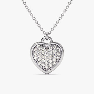 Collier coeur en diamant rond en or massif 14 carats Cadeau Saint Valentin