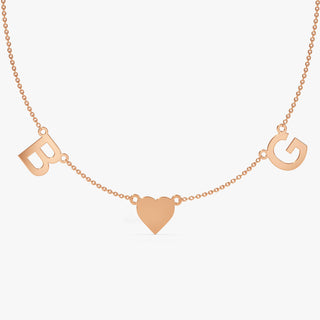 Collar de corazón con inicial doble personalizado en oro macizo de 14 quilates para regalar en San Valentín 