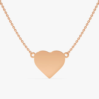 Collar sencillo en forma de corazón de oro macizo de 14 quilates para ella