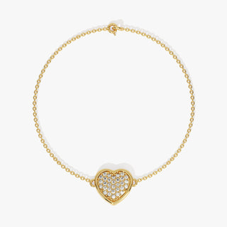 Pulsera de corazón con diamantes de talla redonda para ella