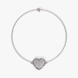 Pave Set Diamond Heart Bracelet in 14k Gold for Valentine Gift