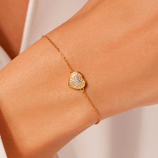 Bracelet coeur en diamant taille ronde pour elle 