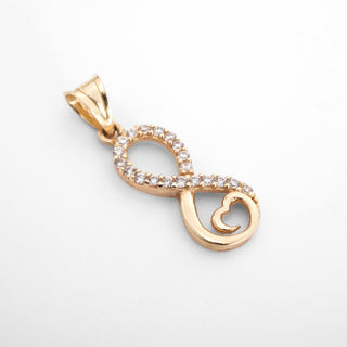 Collier en or massif 14 carats avec cœur et diamants Infinity pour femme